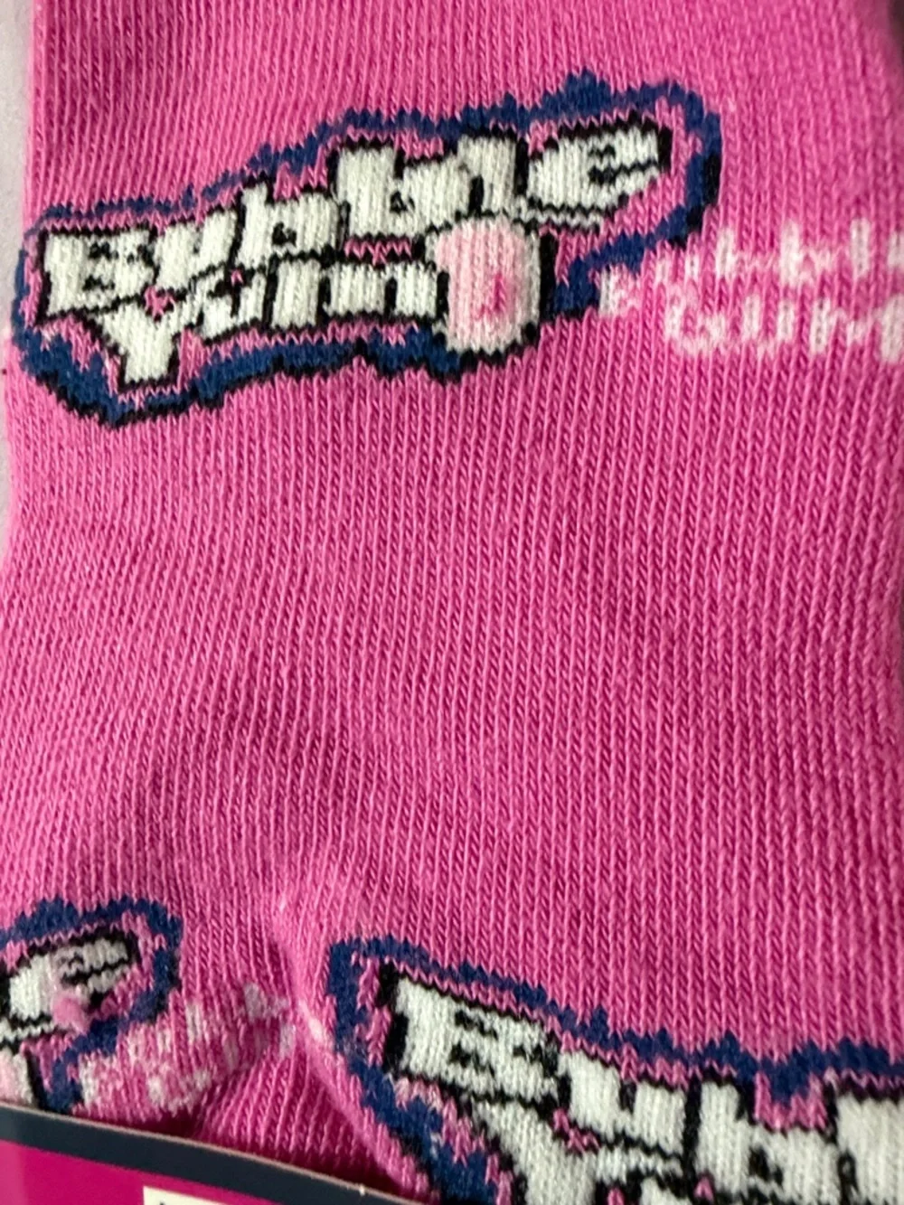 Pink Crew Socks - Bubble Yum Bubble Gum Logo shoe size 6-12